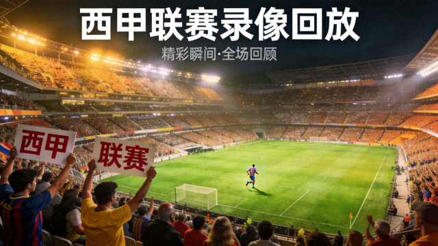 西甲联赛录像回放封面图展示球迷看台与球场全景镜头